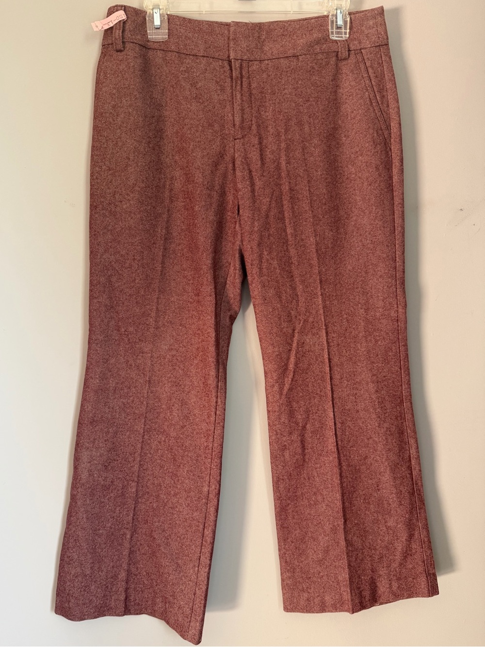 JCrew 2000s wool and cotton flared cropped/petite trousers- red herringbone